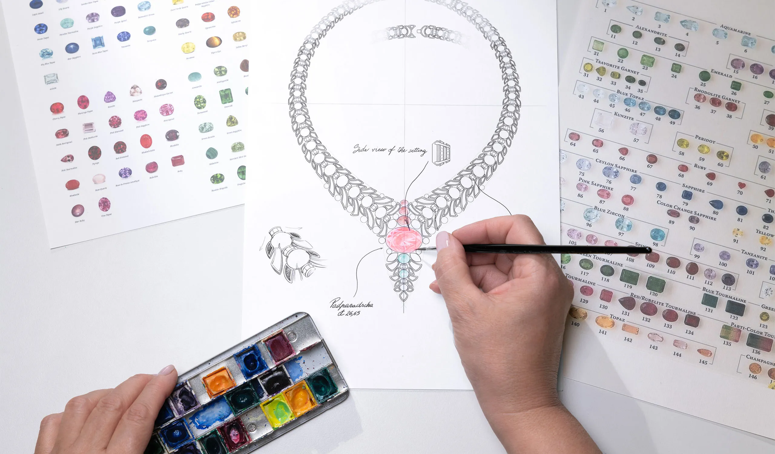 <p>Painting the Eclettica Secret Garden high jewellery necklace</p>