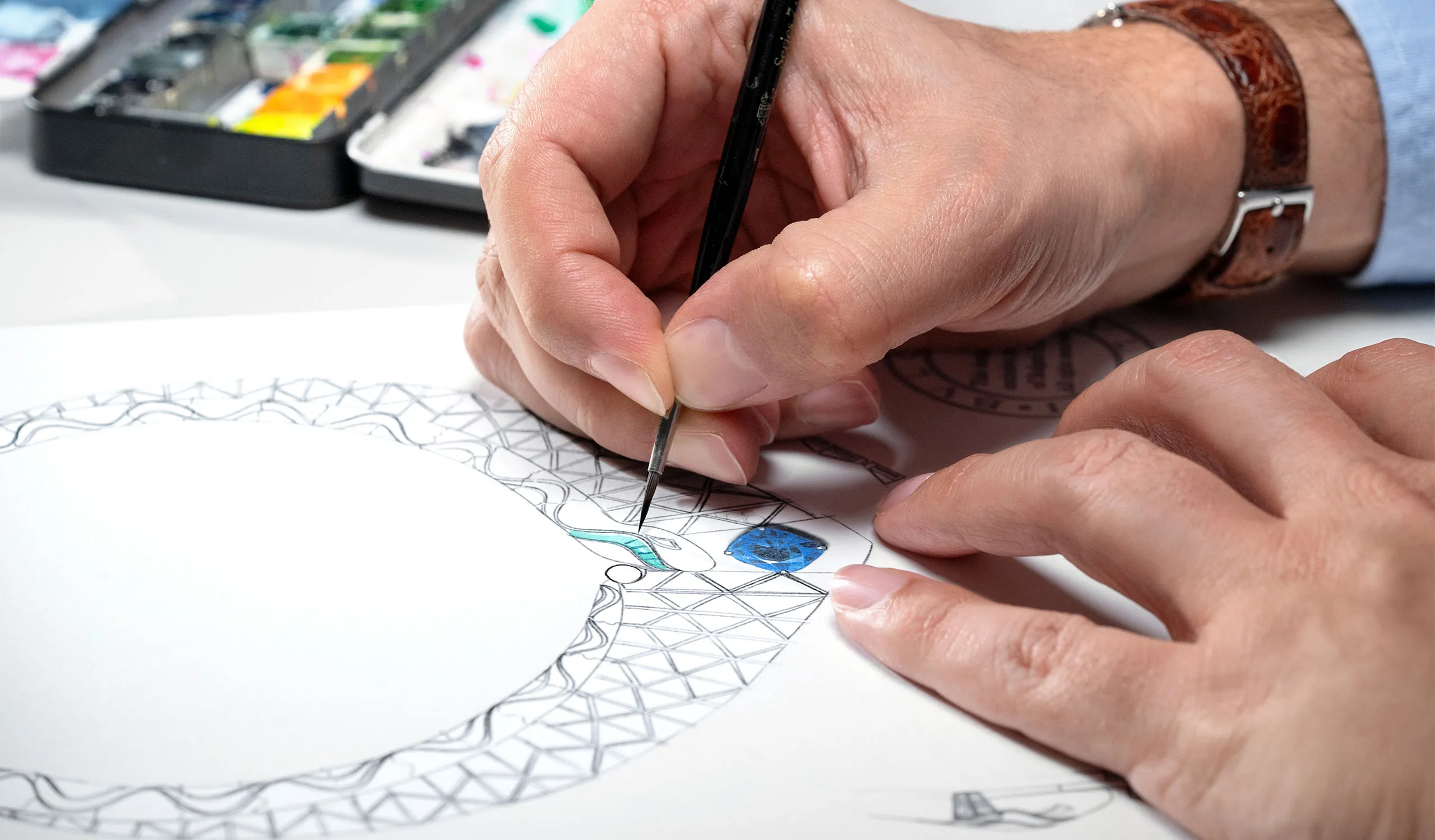 <p>Painting the Eclettica Serpenti Illusio high jewellery necklace</p>