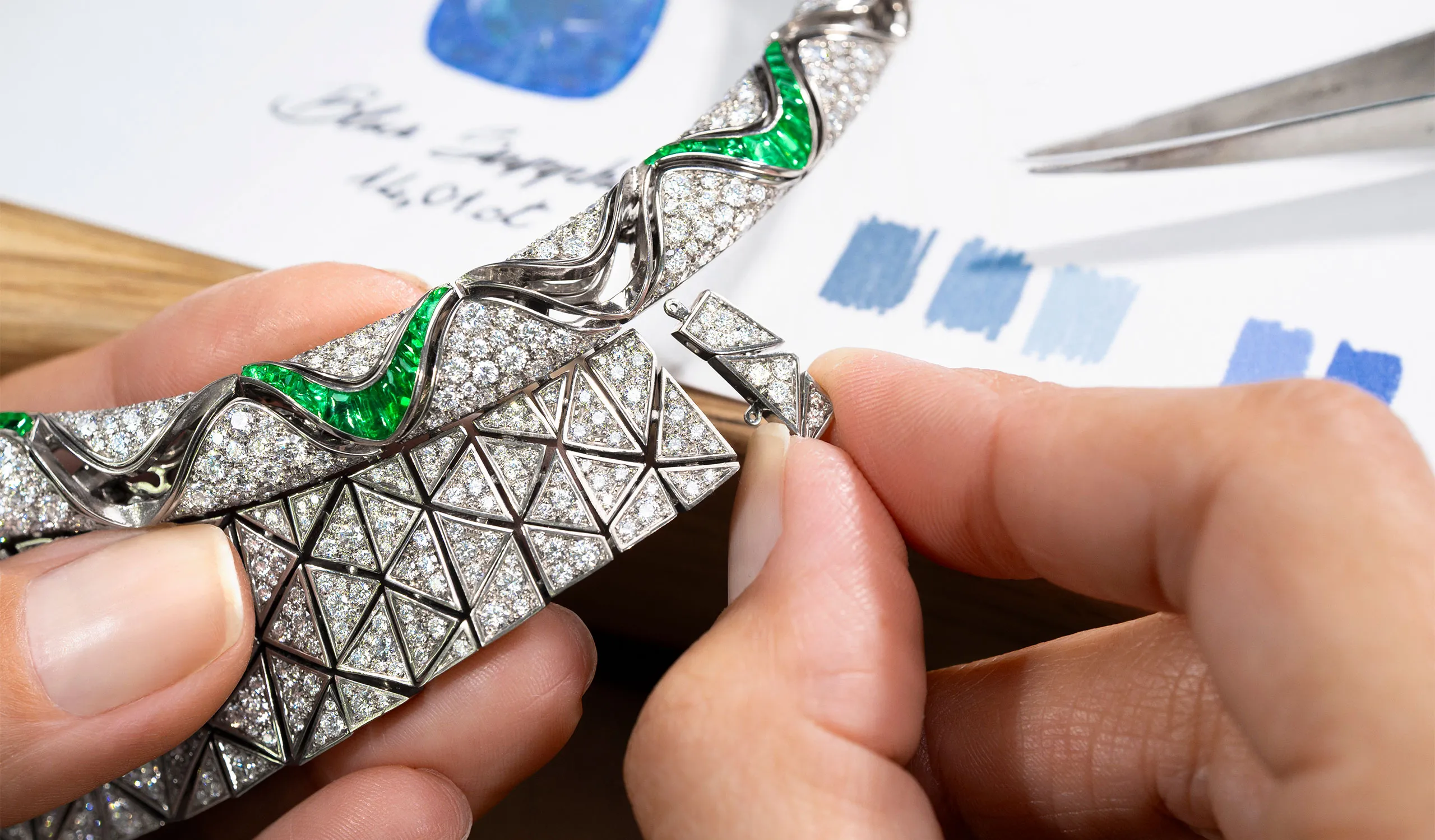 <p>A lattice of diamonds form a graphic surface of brilliance</p>