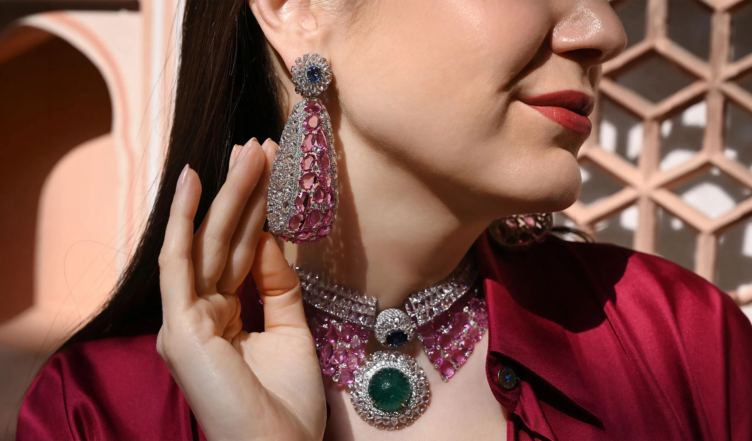 <p>Boldy proportioned High Jewellery creations in the Diviano One Collection, featuring a colourful mix of carved Colombian emeralds, Ceylon blue sapphires, pink sapphires with perfectly matching lustre and transparency, and 65 carats of rose-cut diamonds </p>