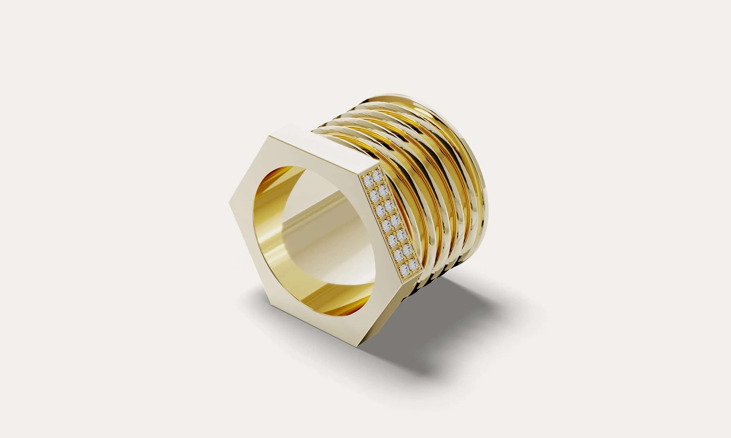 <p>NTERDI Nut ring in 18k yellow gold and diamonds</p>