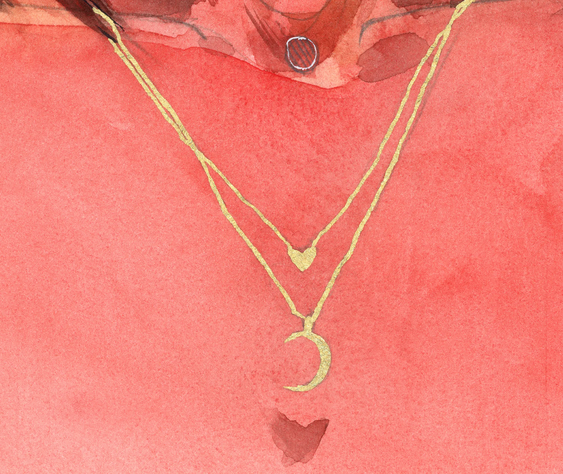 <p>Jewellery details in a watercolour painting by Polina Bright</p>