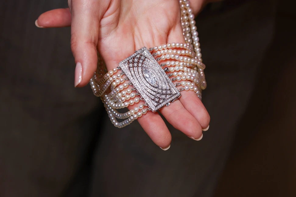 <p>A bracelet from the Signature Collection featuring strands of natural Bahraini pearls and diamonds</p>