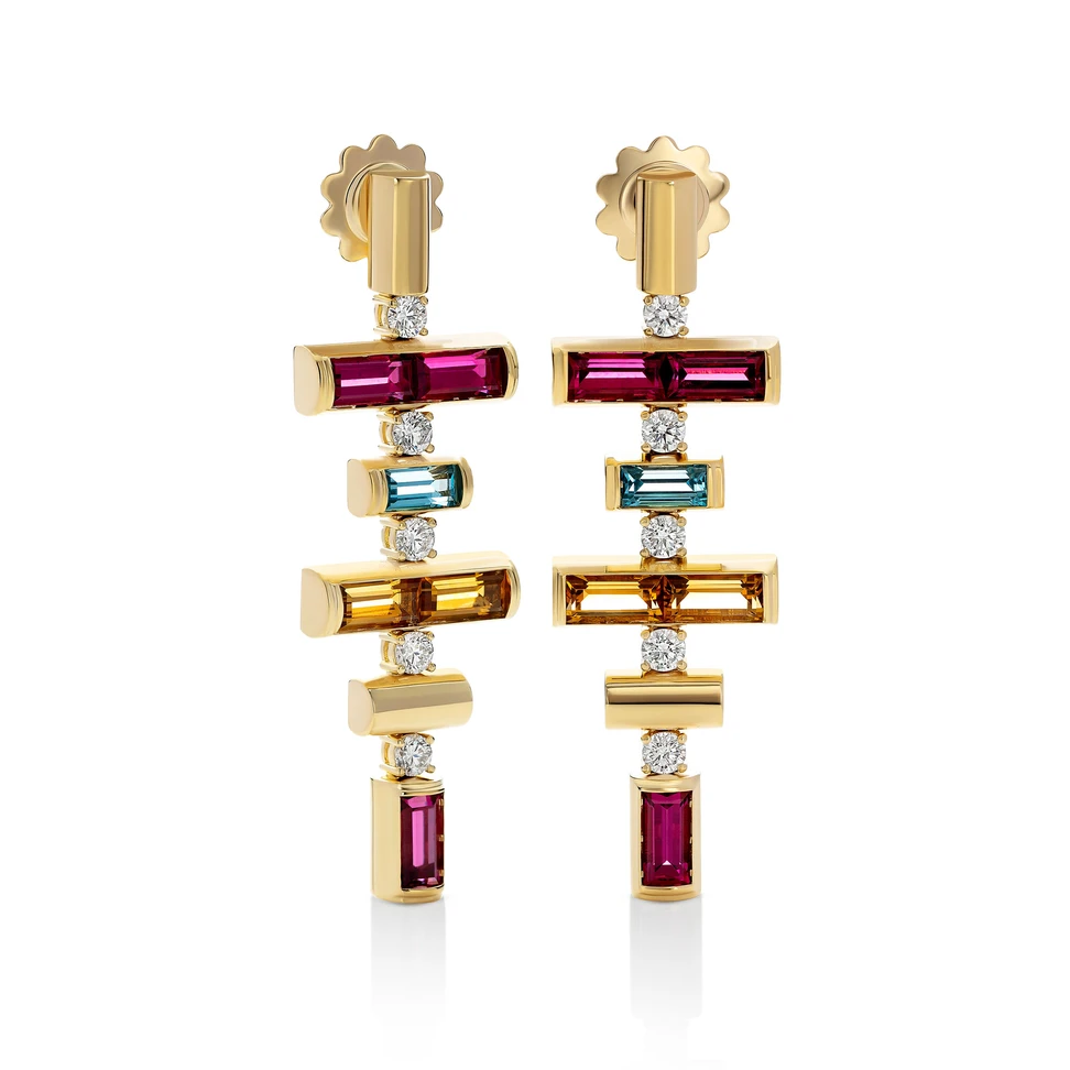 <p>Roberto Coin will showcase pieces from its new Domino collection, including these diamond and coloured gemstone earrings, at Jewellery Geneva 2026</p>