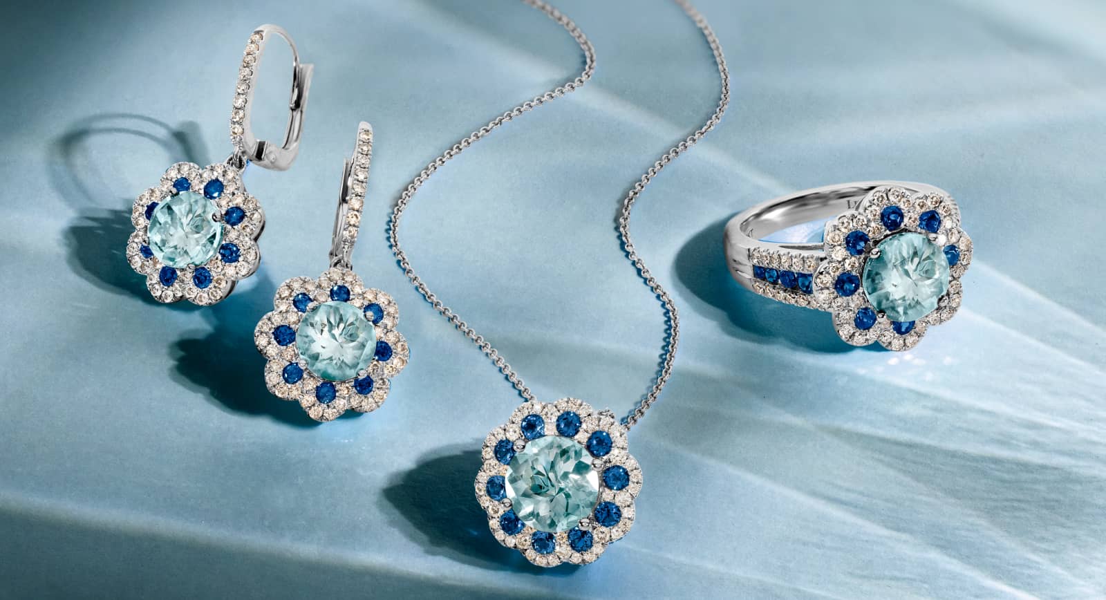 Sapphire and sales aquamarine jewelry