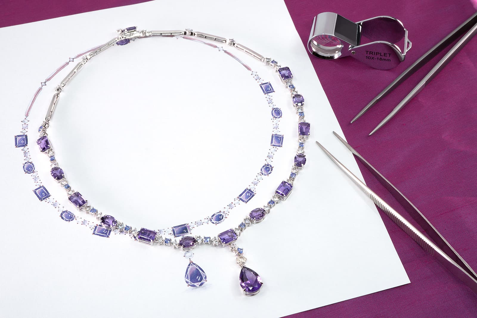 Madly amethyst necklace with diamonds 