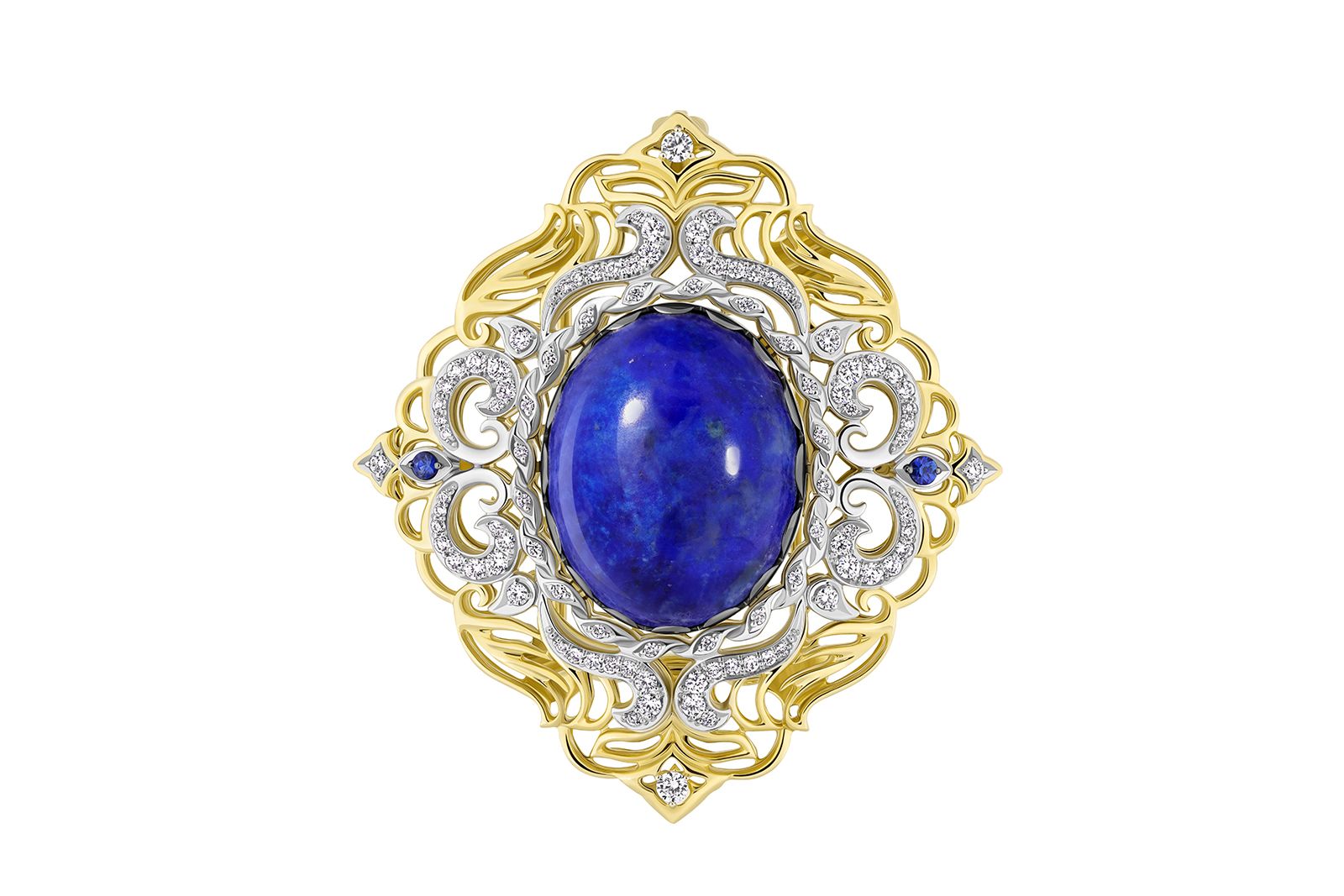 Chamovskikh gold, diamond and lapis lazuli brooch from the 'Jewels of the Imperials' collection, presented to the Grand Duchess, Maria Vladimirovna Romanova