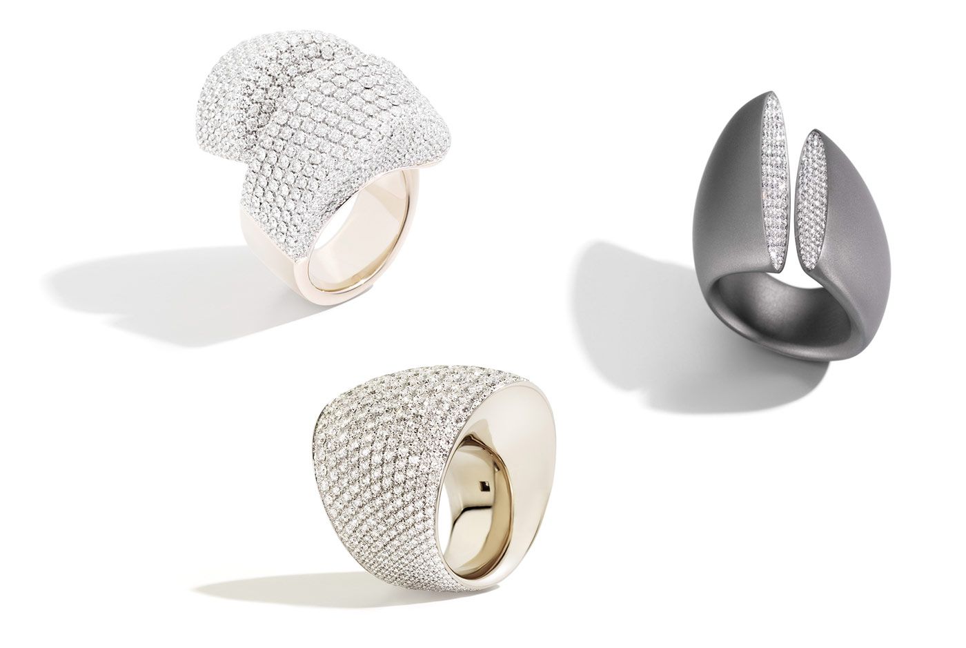Vhernier pave diamond rings look not less striking than a solitaire