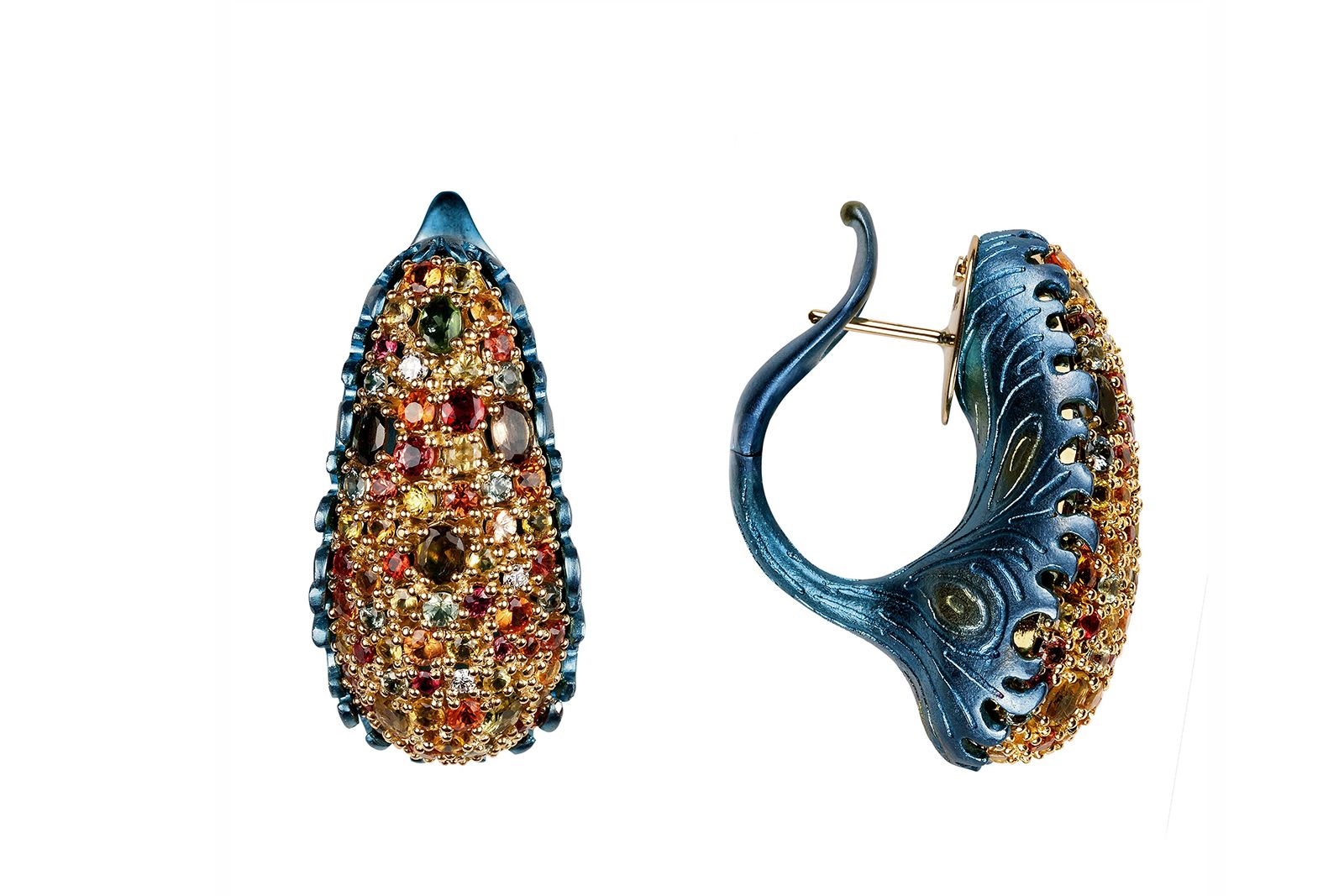Blue Tiger Clae earrings by Jose Marin
