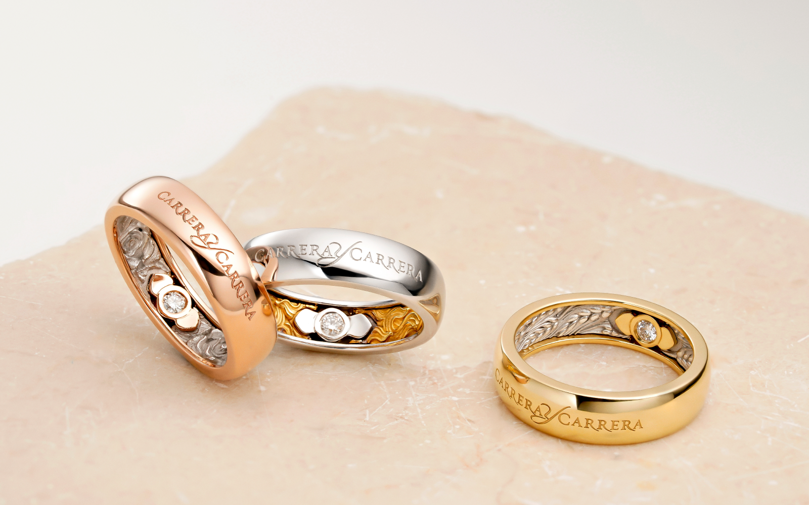 Carrera Y Carrera Beauty Inside rings in gold, white gold, rose gold and diamond from the Infinito collection