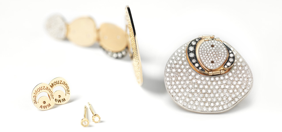 Alia Mouzannar for AW Mouzannar Modular earrings in yellow gold with diamonds