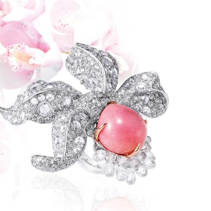 Кольцо 'Enchanted orchid' с жемчугом конк и бриллиантами