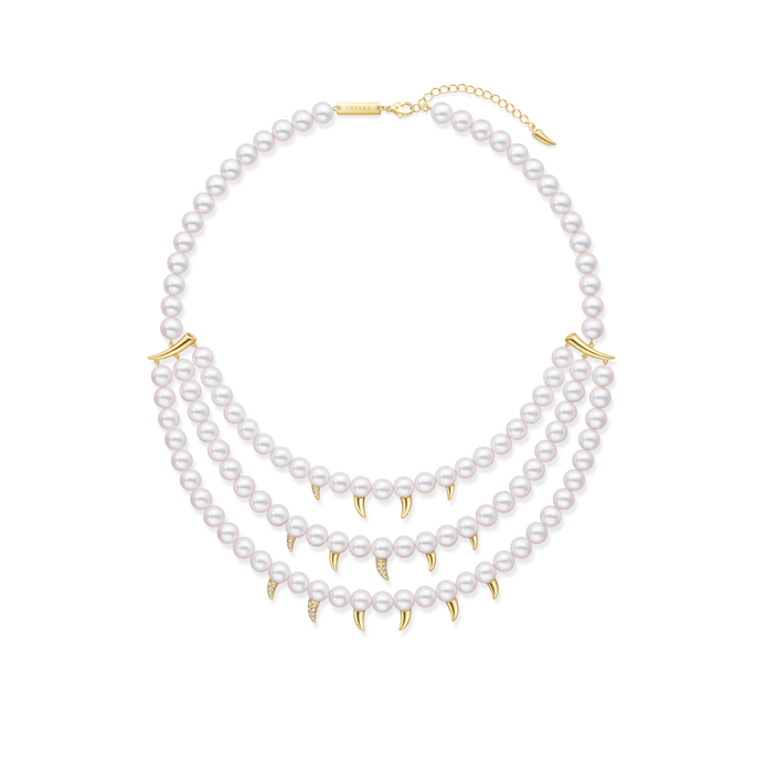 Necklace in gold, Akoya pearl and diamond