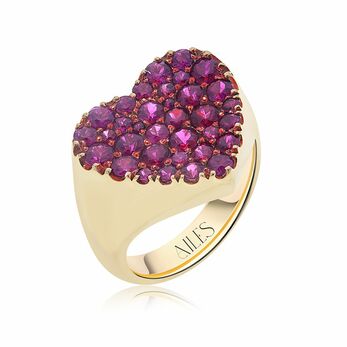 Ruby Hearts Ring in gold and ruby