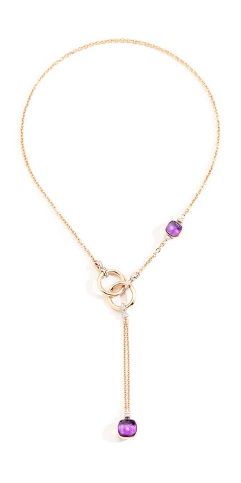 NUDO necklace in rose gold, amethyst and diamond