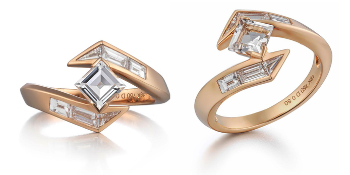 Tomasz Donocik 'Stellar' 0.80ct step-cut diamond in 18k rose gold setting 