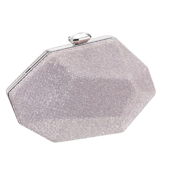 'Marina' clutch bag with amethyst tone crystal mesh and Swarovski crystal clasp closure in stainless steel