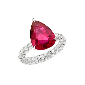 ‘Merveilles’ ring with Mozambique ruby and diamonds in 18k white gold