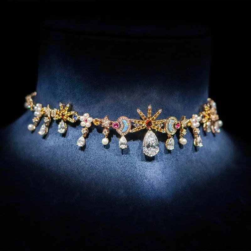 <p>A necklace with pear-shaped diamonds, coloured gemstones, micro pearls and opals from the Belle Dior High Jewellery collection</p>