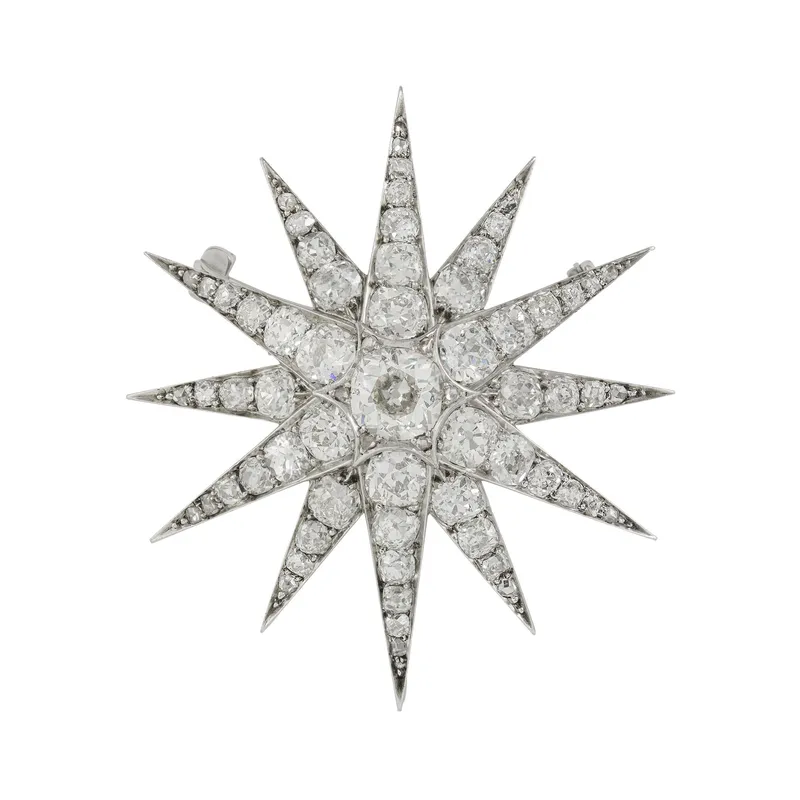 <p>The Victorian diamond star brooch, provided by Bentley &amp; Skinner, worn by Laura Carmichael as Lady Edith</p>
