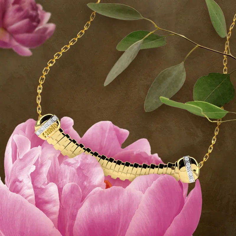 <p>A more delicate necklace from the Tourbillon collection, set with diamonds in 18k yellow gold</p>
