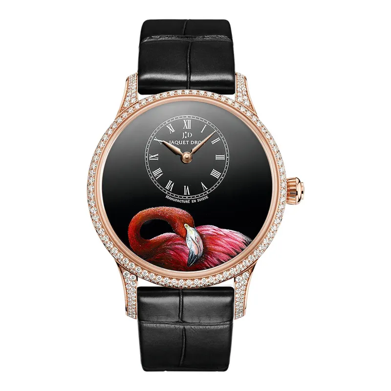 <p>Unusual versions of the watch Petite Heure Minute with miniature depictions of a Flamingo</p>