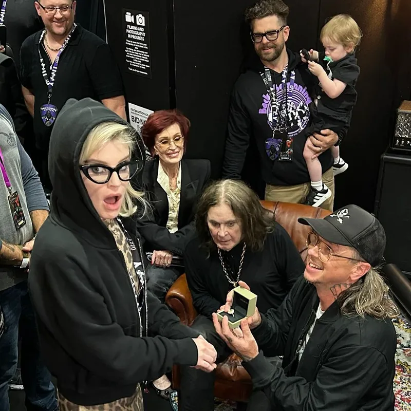 <p>Osbourne&#8217;s partner popped the question in front of her late father Ozzy.</p>
