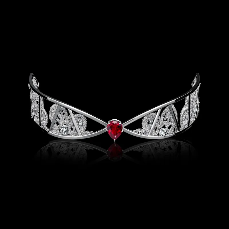 <p>Lace & Diamond ruby choker in 18k white gold</p>