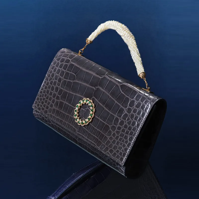 <p>At Mattar Jewellers, pearls also appeared on exquisitely crafted handbags</p>
