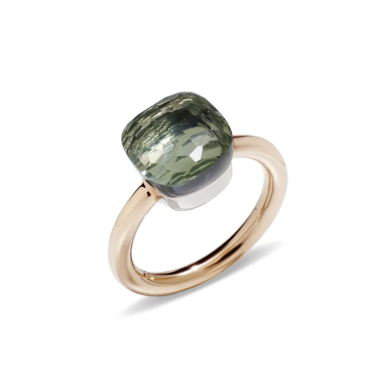 <p>The Pomellato Nudo ring with prasiolite in 18k rose gold worn by actress Jenna Ortega at the Emmy Awards 2025</p>
