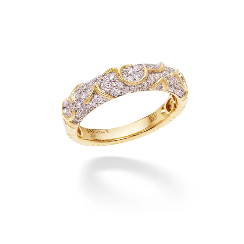 <p>Marine B Ondine ring in 18k yellow gold with diamonds</p>