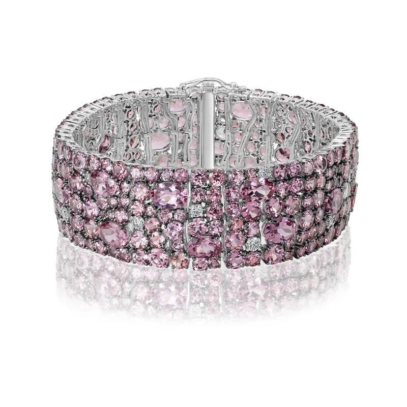 <p>Royal Touch bracelet from the Mosaic collection, set with 62.58 carats of Tanzanian Malaya garnets and 1.16 carats of South African diamonds</p>