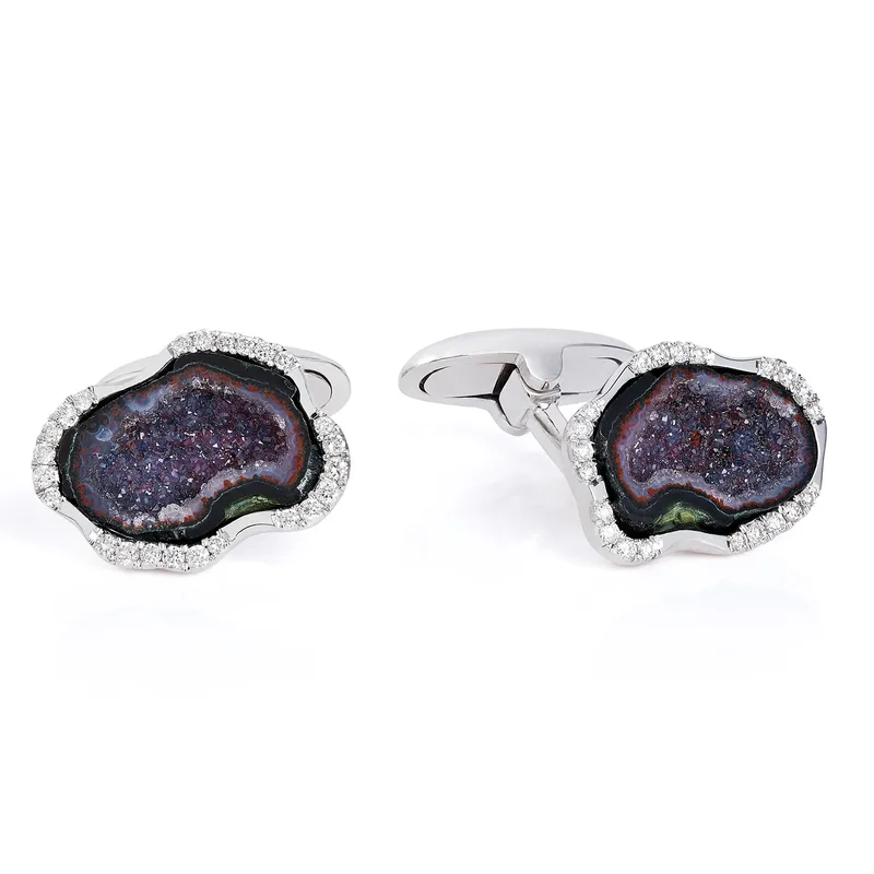 <p>Cufflinks in white gold with druzy</p>
