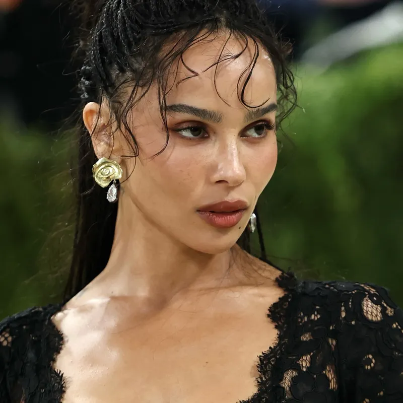<p>Newly engaged Zoë Kravitz wore bespoke diamond Cry Baby earrings from Jessica McCormack’s new Medallions collection</p>