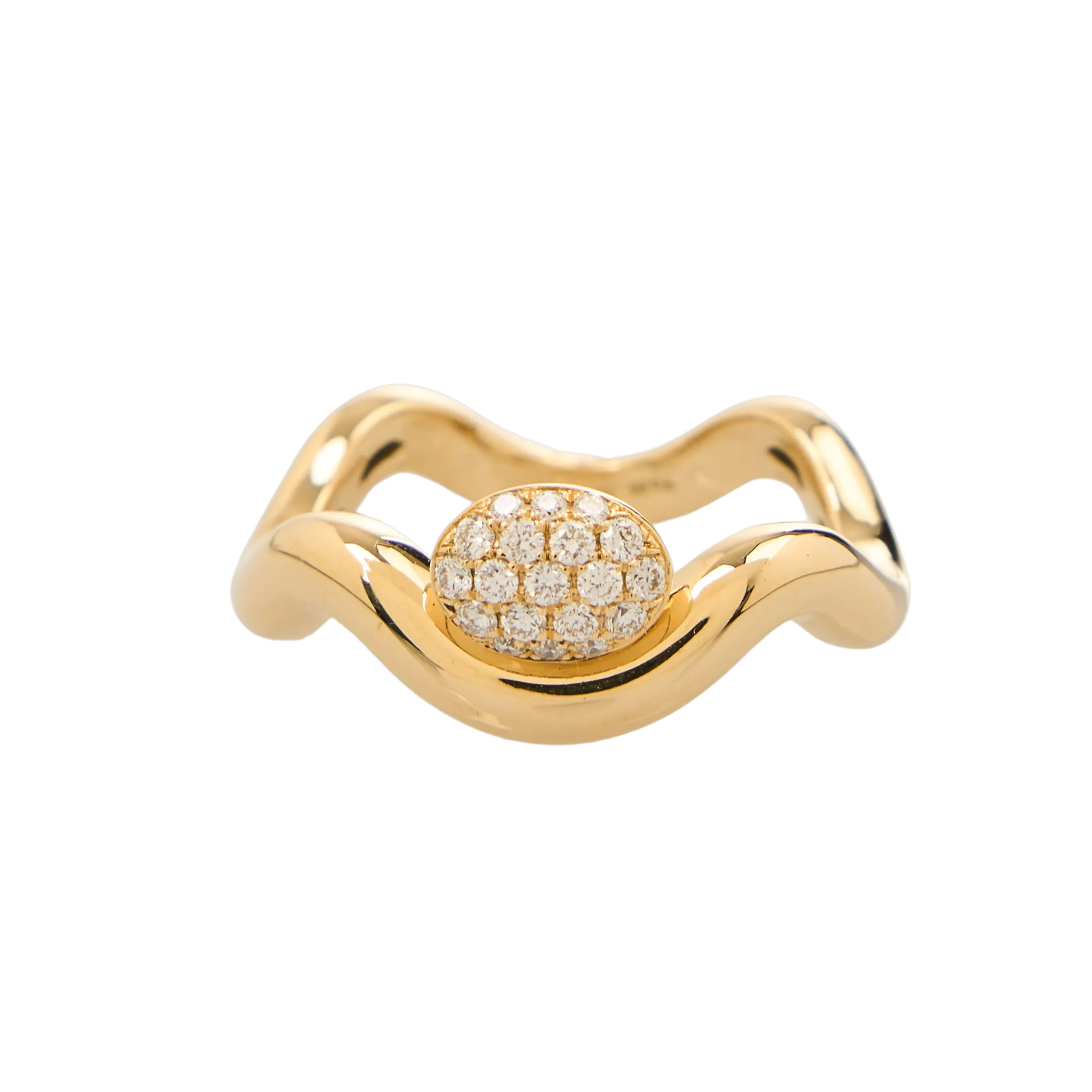 A ring from the Zoforos collection by Dionysios Fine Jewels with diamond pavé set in 18k yellow gold 