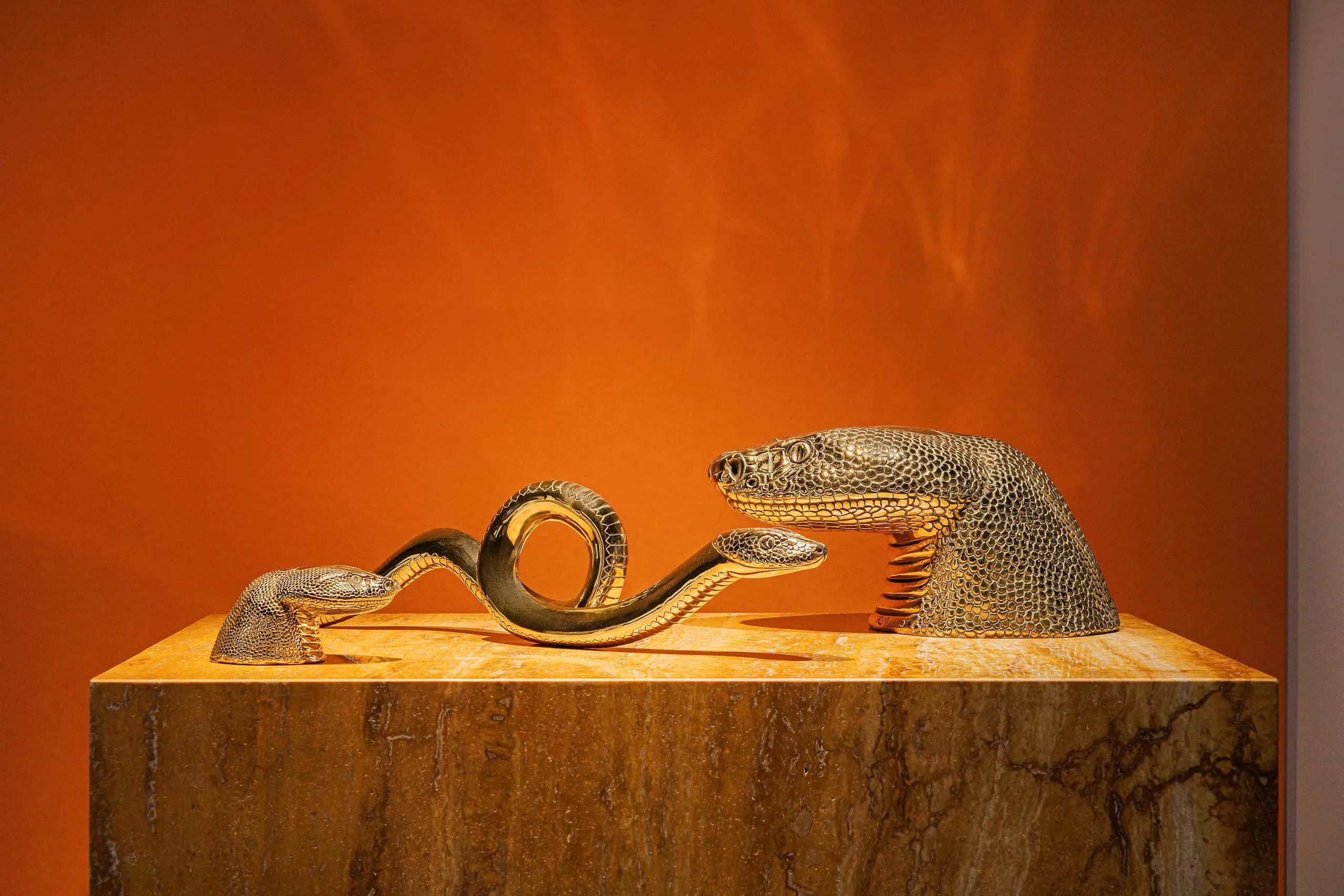'The Small and Big Python Head' artwork by Cate M Mercier, on display at the Bvlgari Serpenti Infinito exhibition in Shanghai 