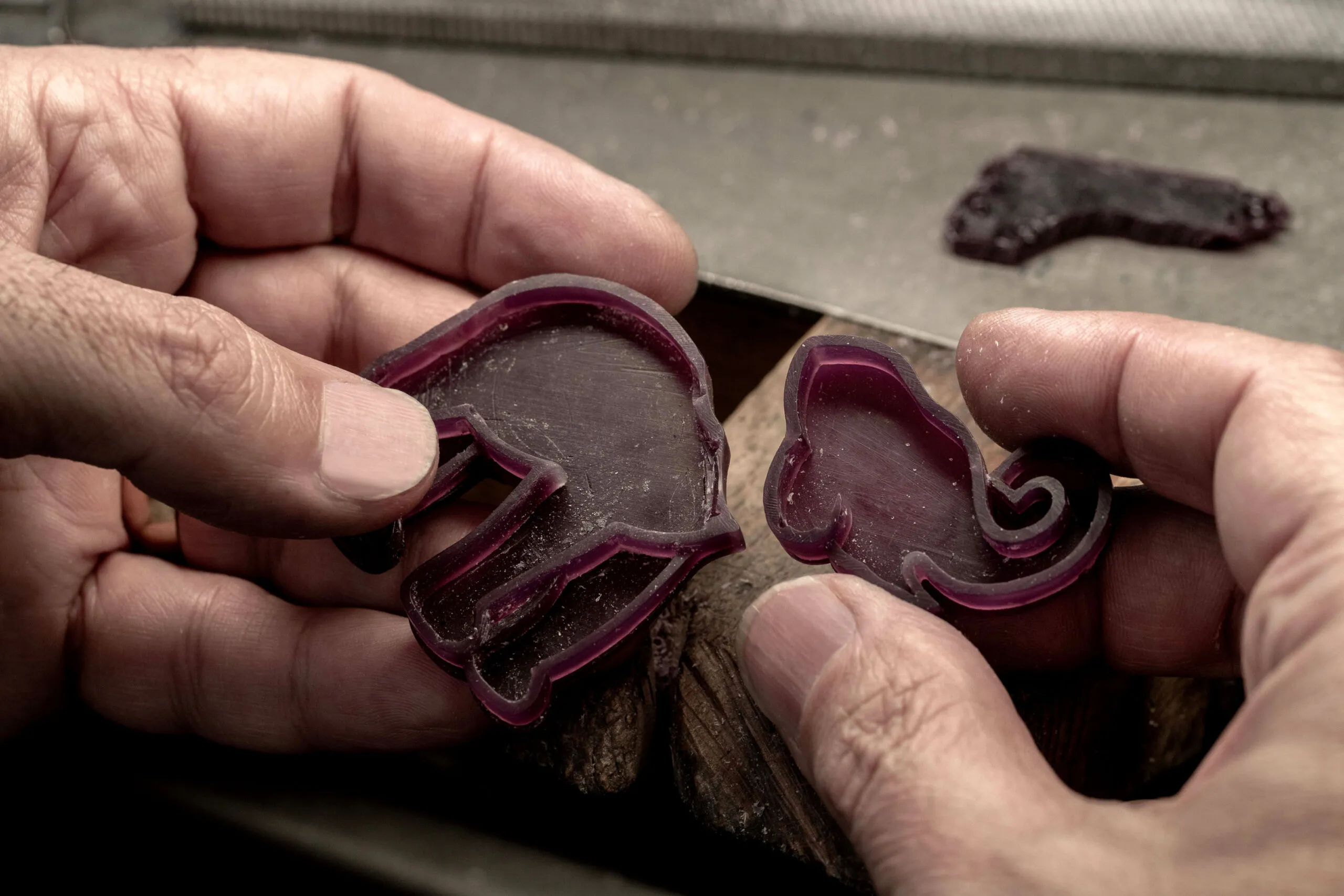 Mould of the elephant pendant from Chopard’s Insofu collection