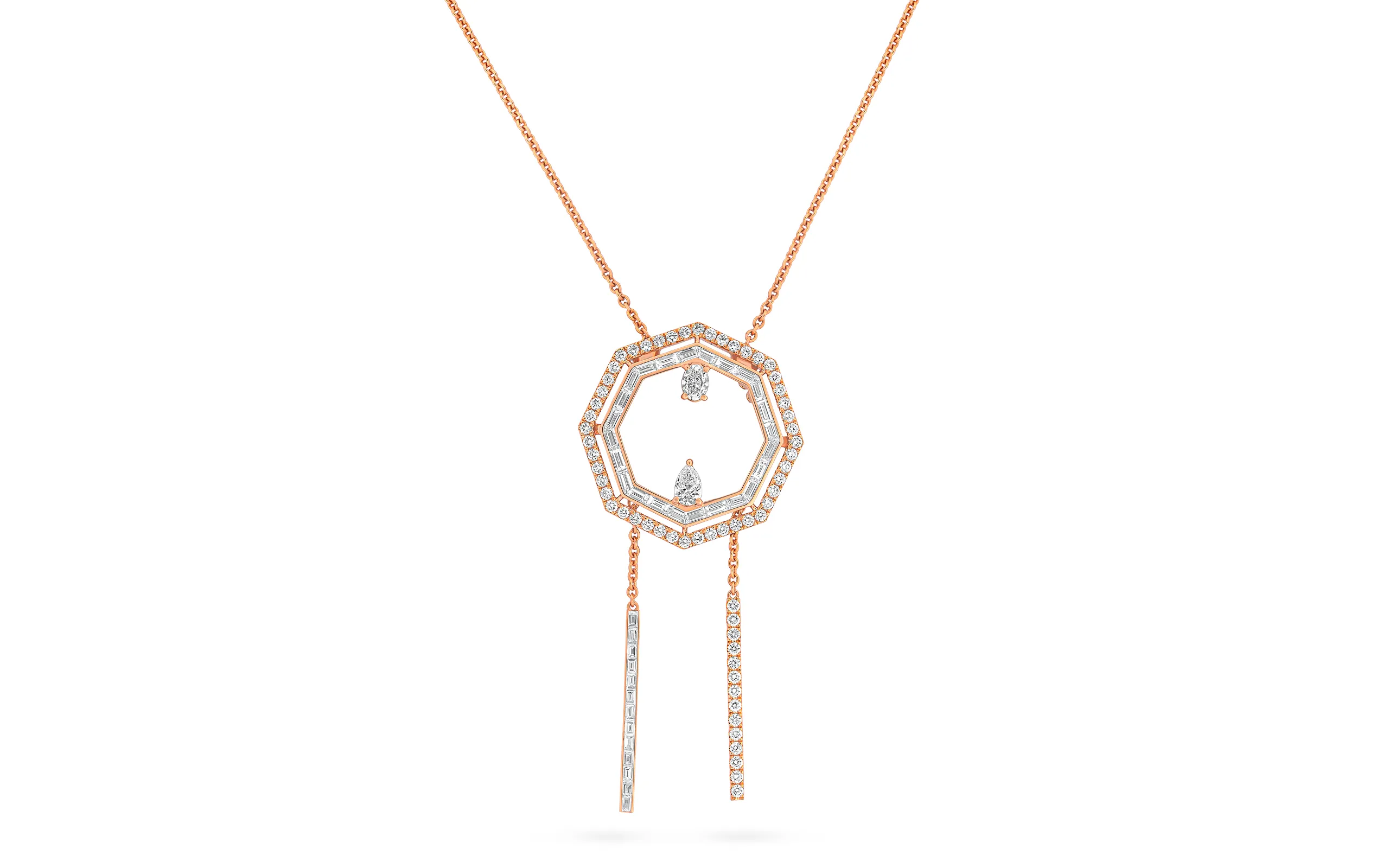 AKANO ULO necklace with 2.89 carats of diamonds (D-F colour, VVS clarity) set in 18k rose gold 