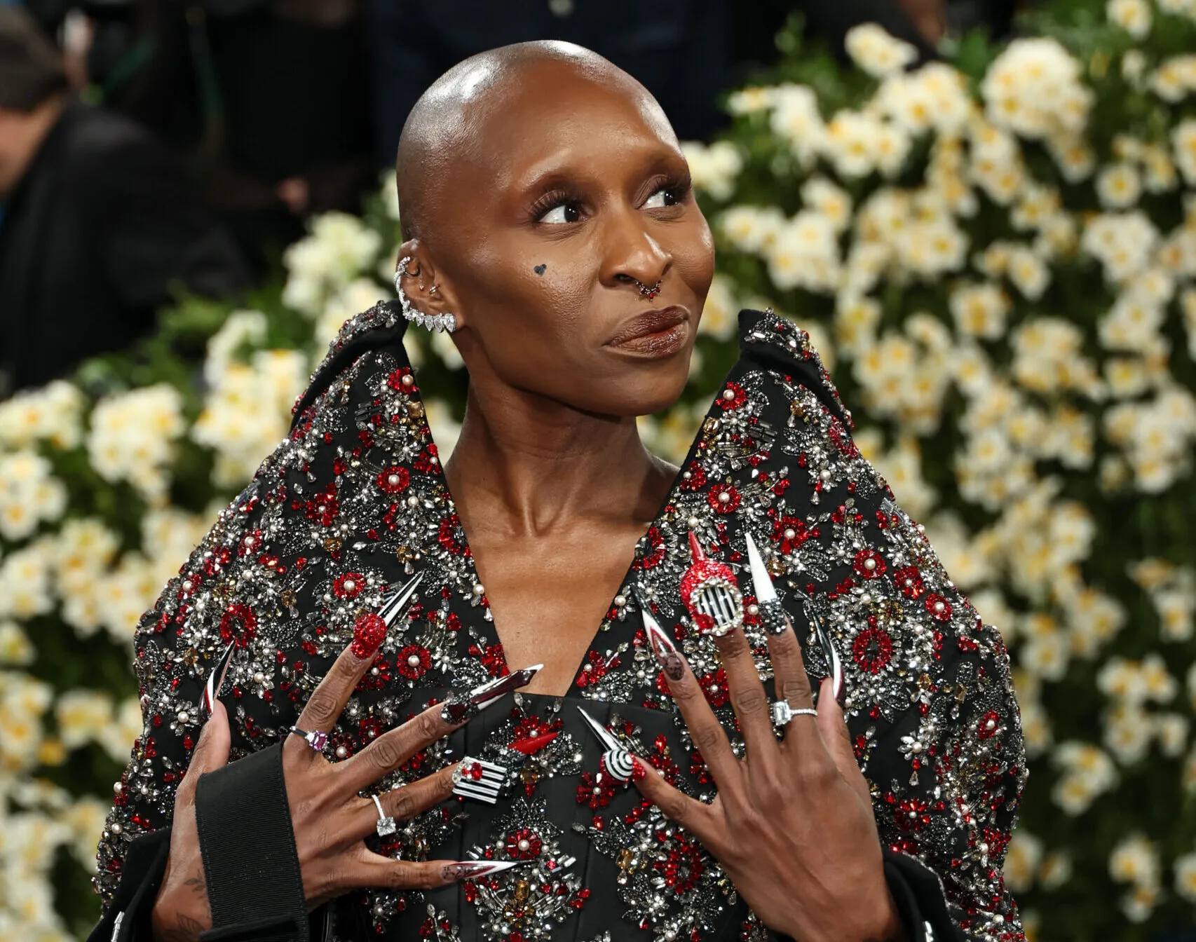Cynthia Erivo in an ear cuff and rings by Bucherer Fine Jewellery