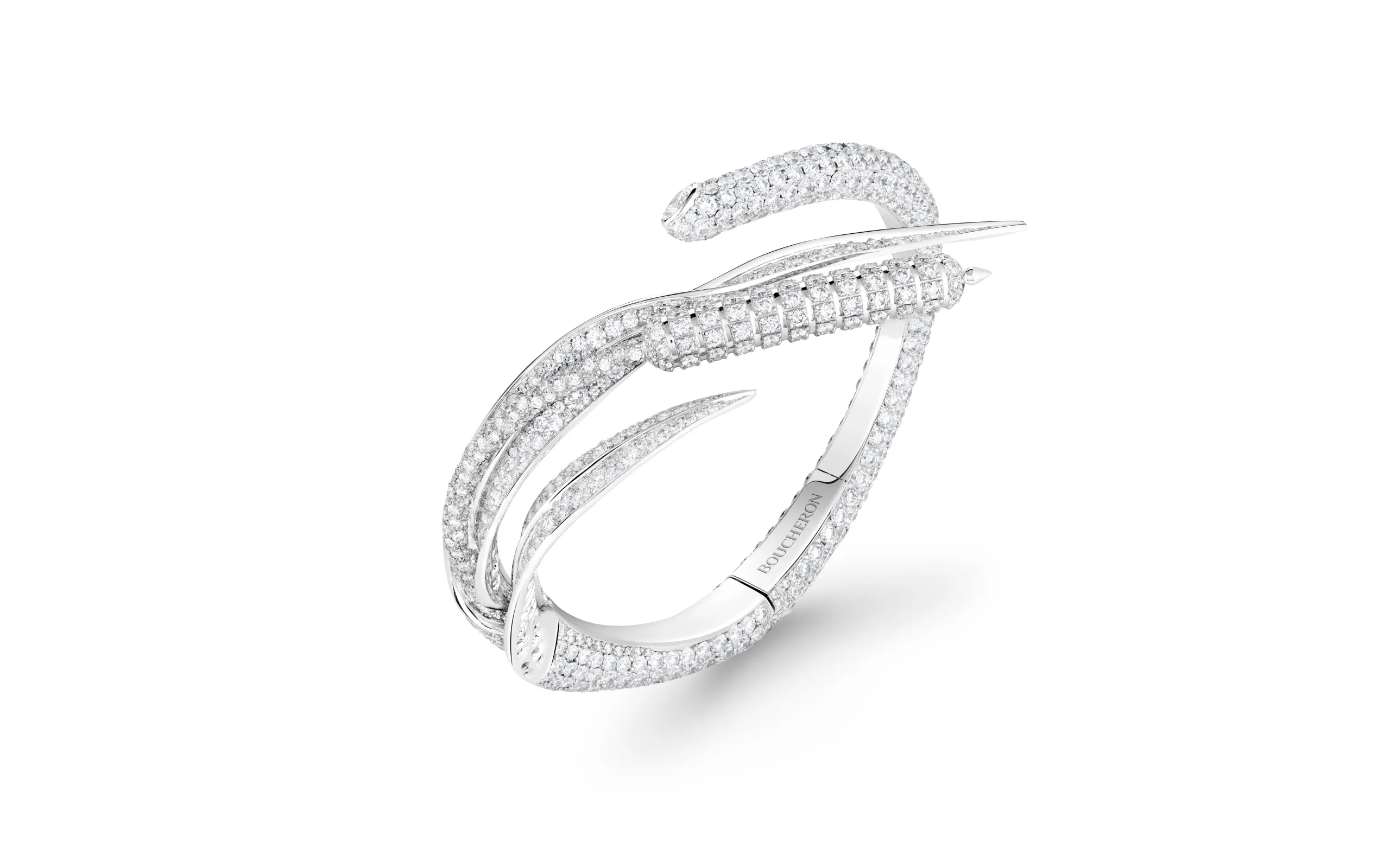 Boucheron Roseau bracelet with diamonds in 18k white gold, part of the Untamed Nature Histoire de Style 2025 High Jewellery collection 