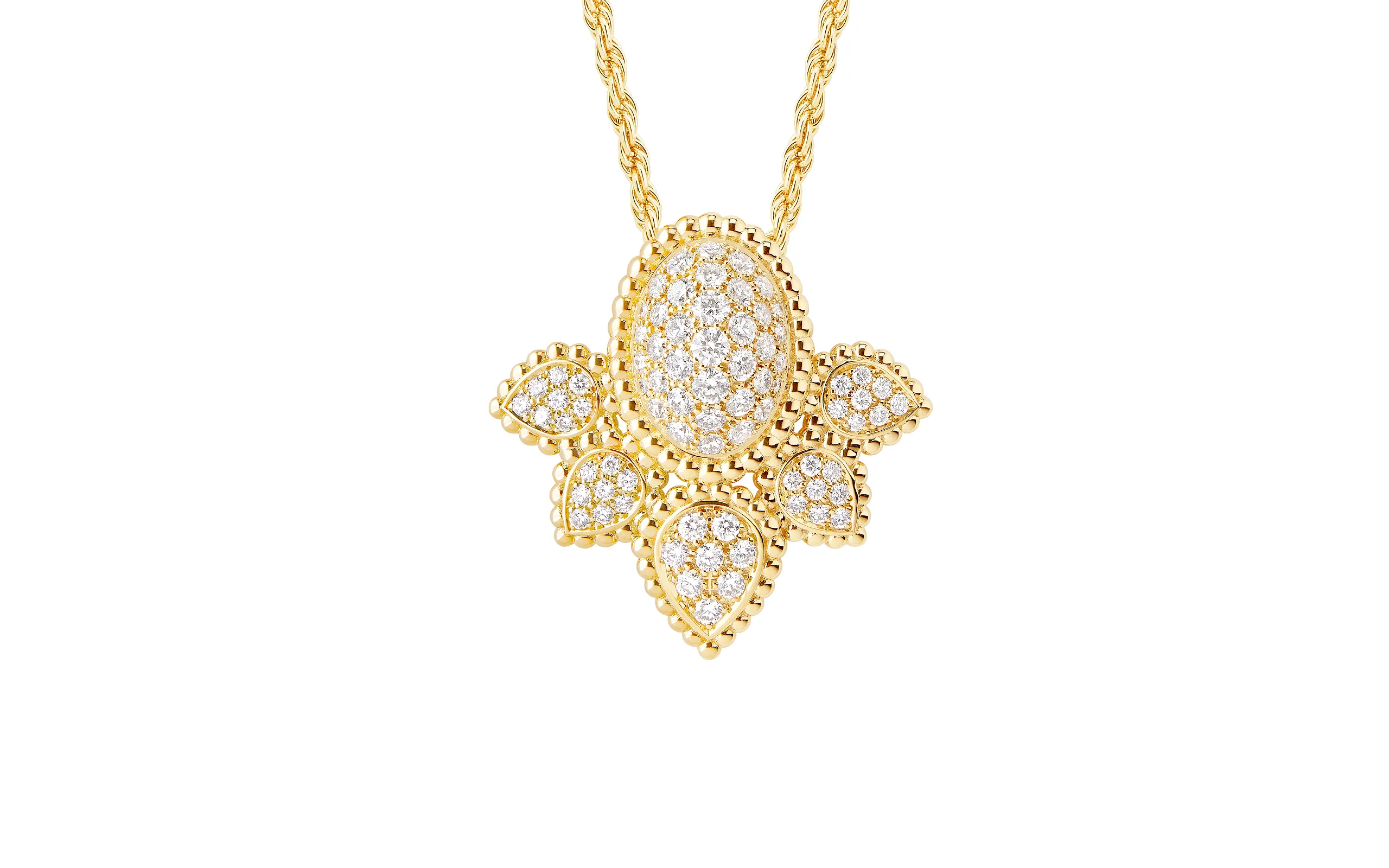 Serpent Bohème vintage pendant paved with diamonds in yellow gold