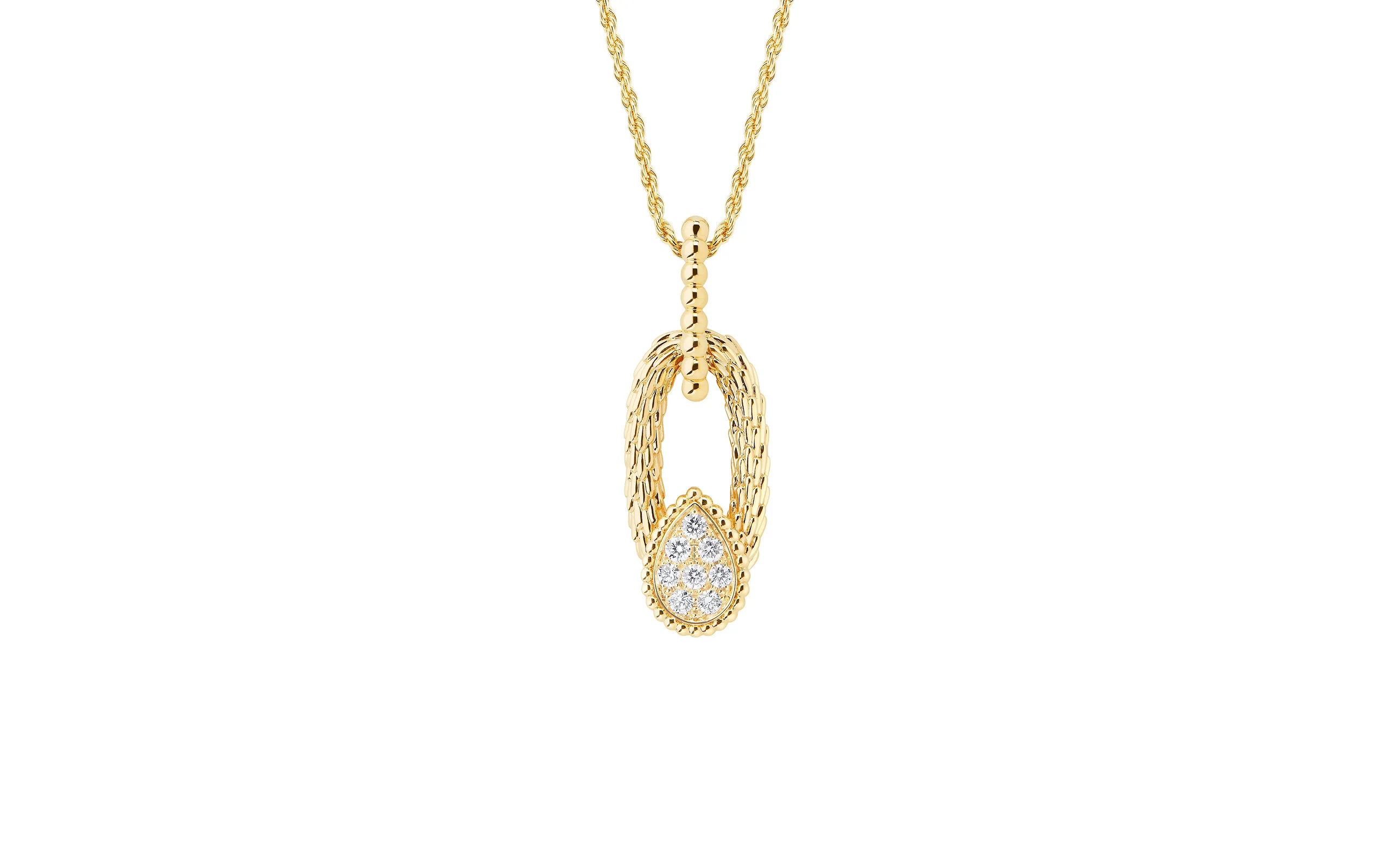 Serpent Bohème Vintage pendant paved with diamonds in yellow gold
