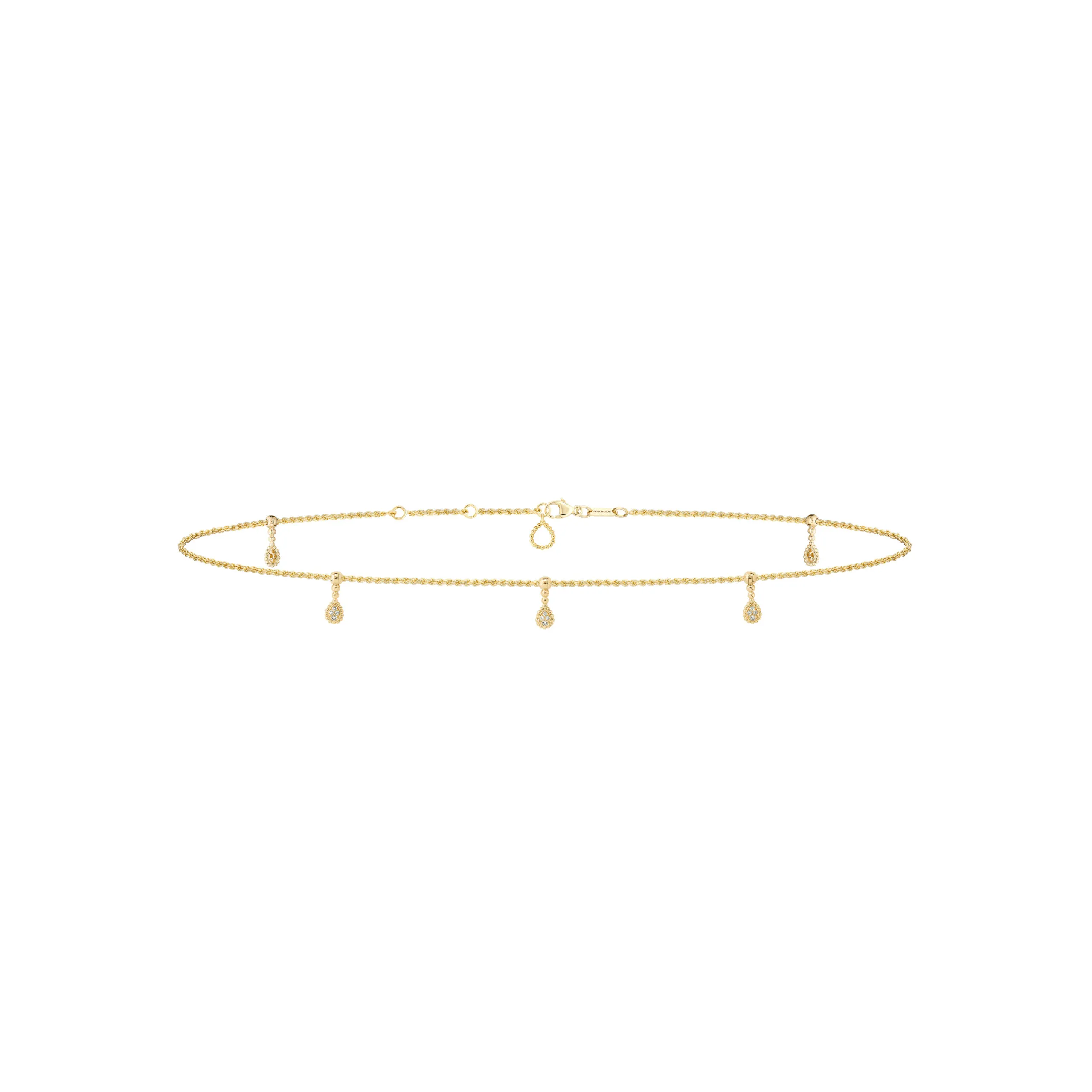 Serpent Bohème multi-motifs ankle chain paved with diamonds in yellow gold