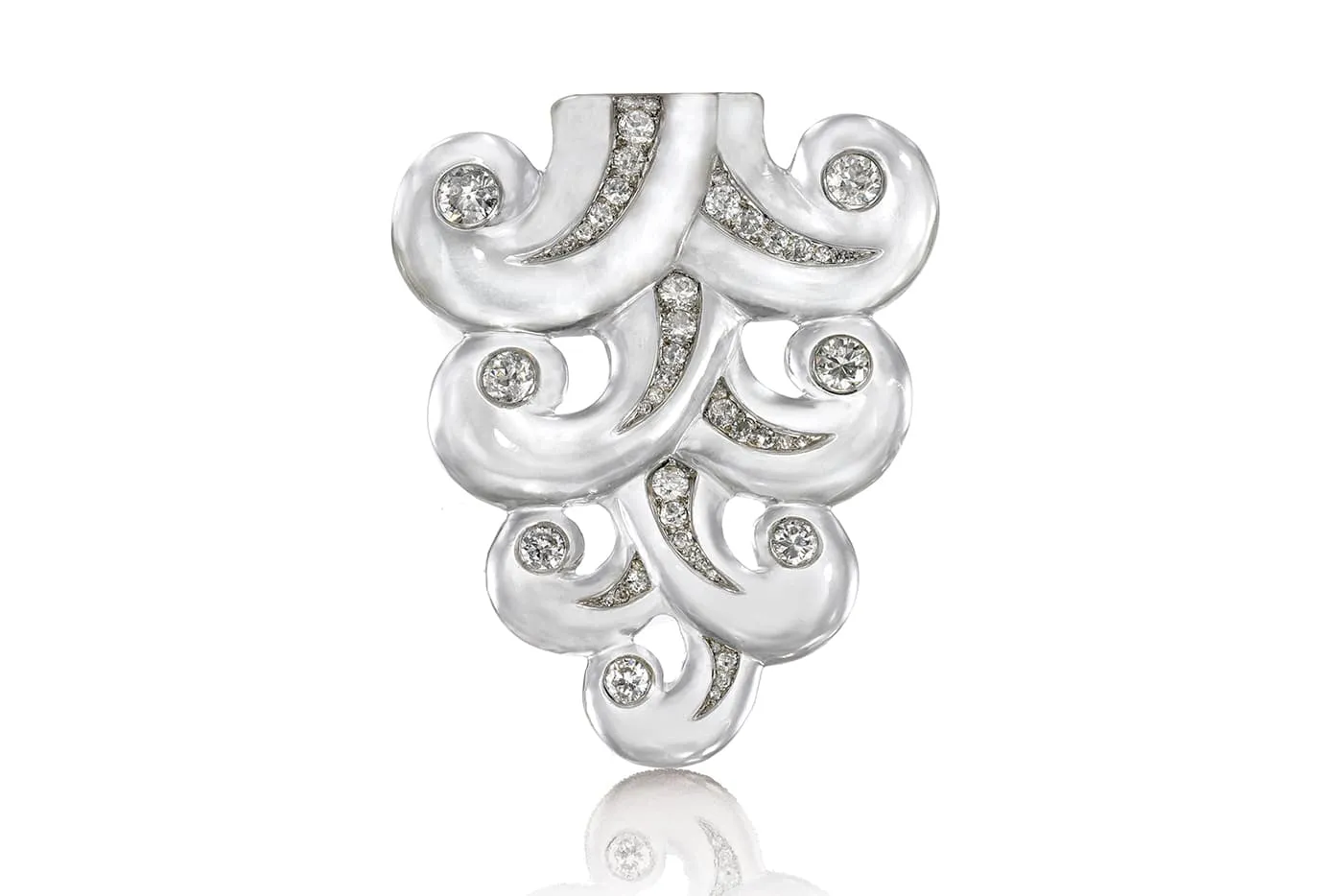Suzanne Belperron brooch with diamonds and rock crystal