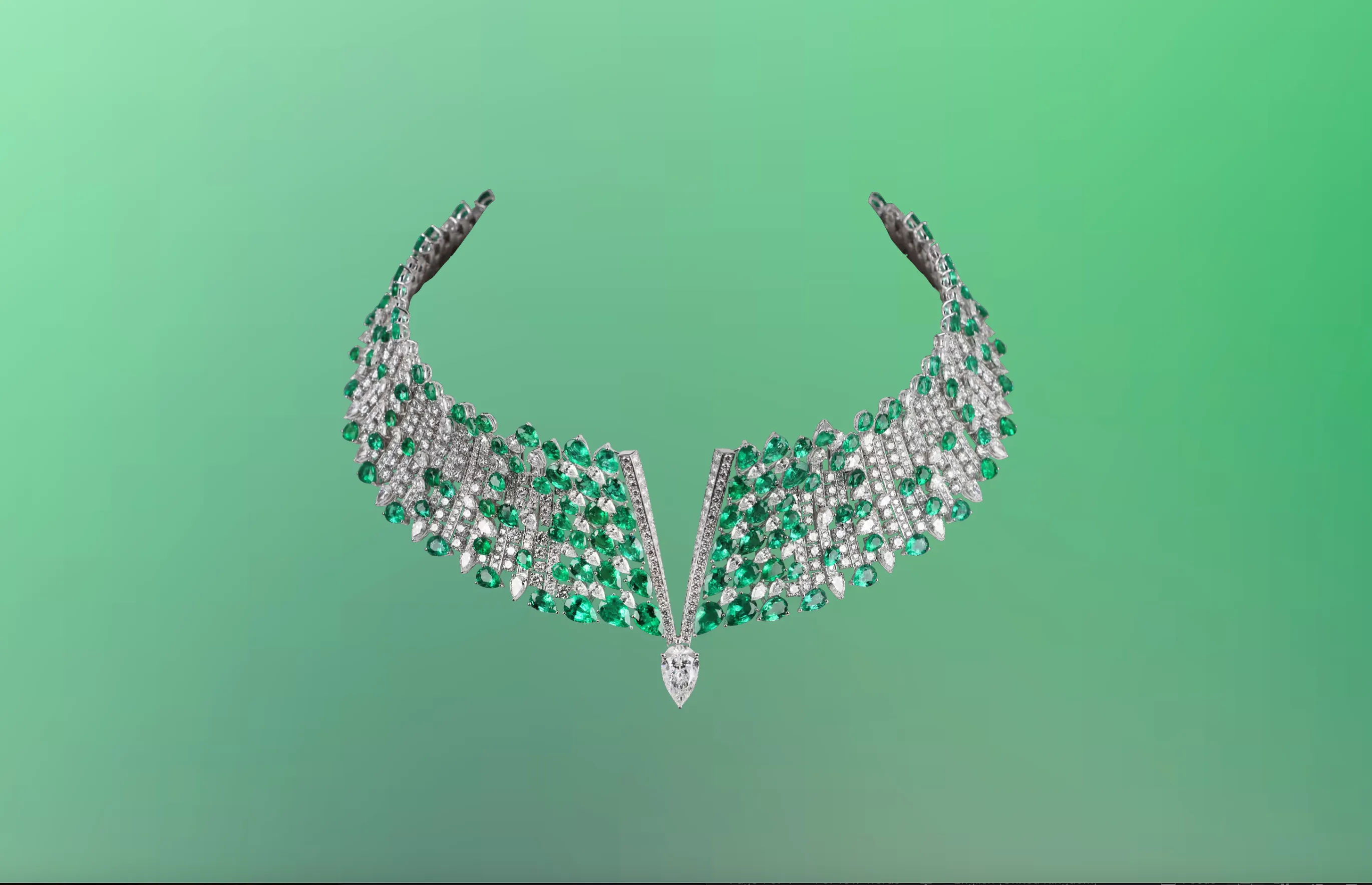 Benoi Jewels Undress necklace with pear-shaped emeralds and diamonds