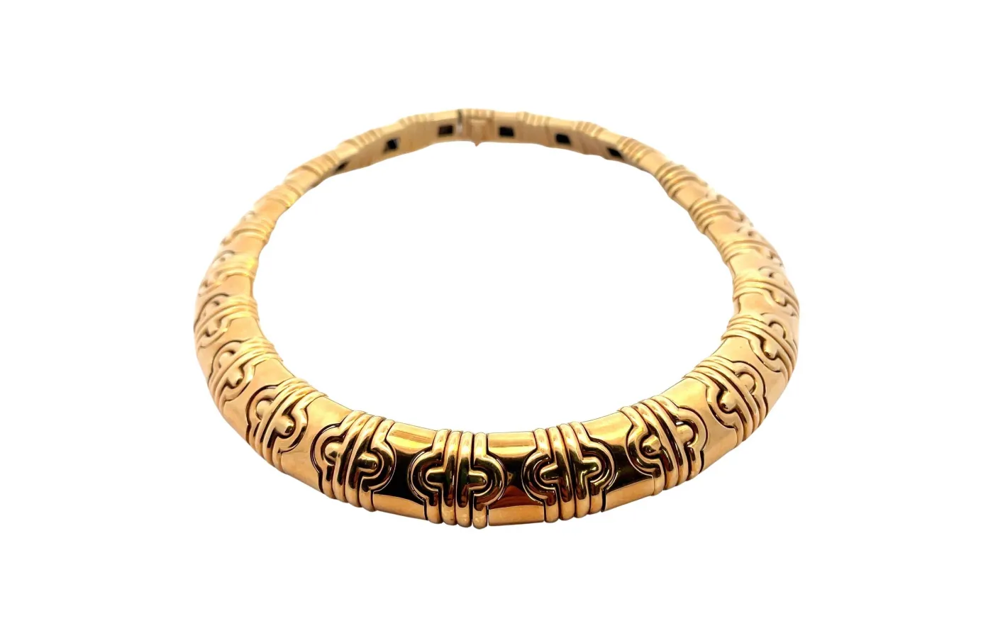 Vintage 1980s Bvlgari Parentesi link necklace in 18 carat yellow gold. Available at 1stdibs.com.