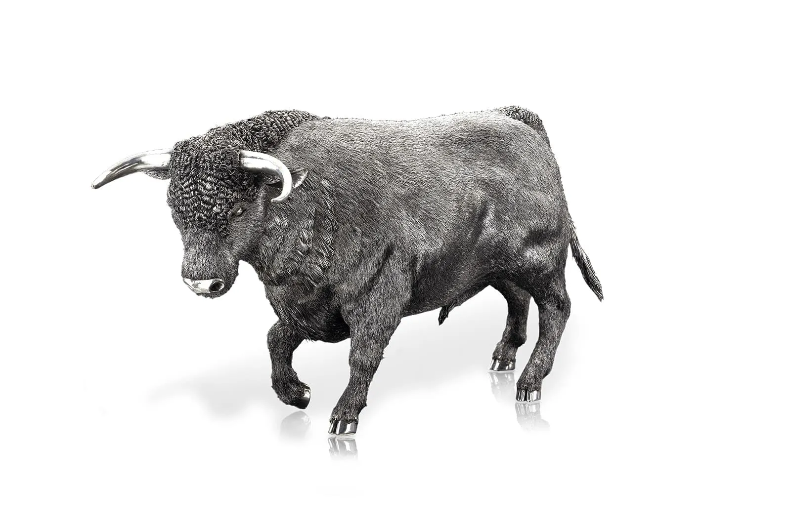 Buccellati Bull in shaped and textured sterling silver