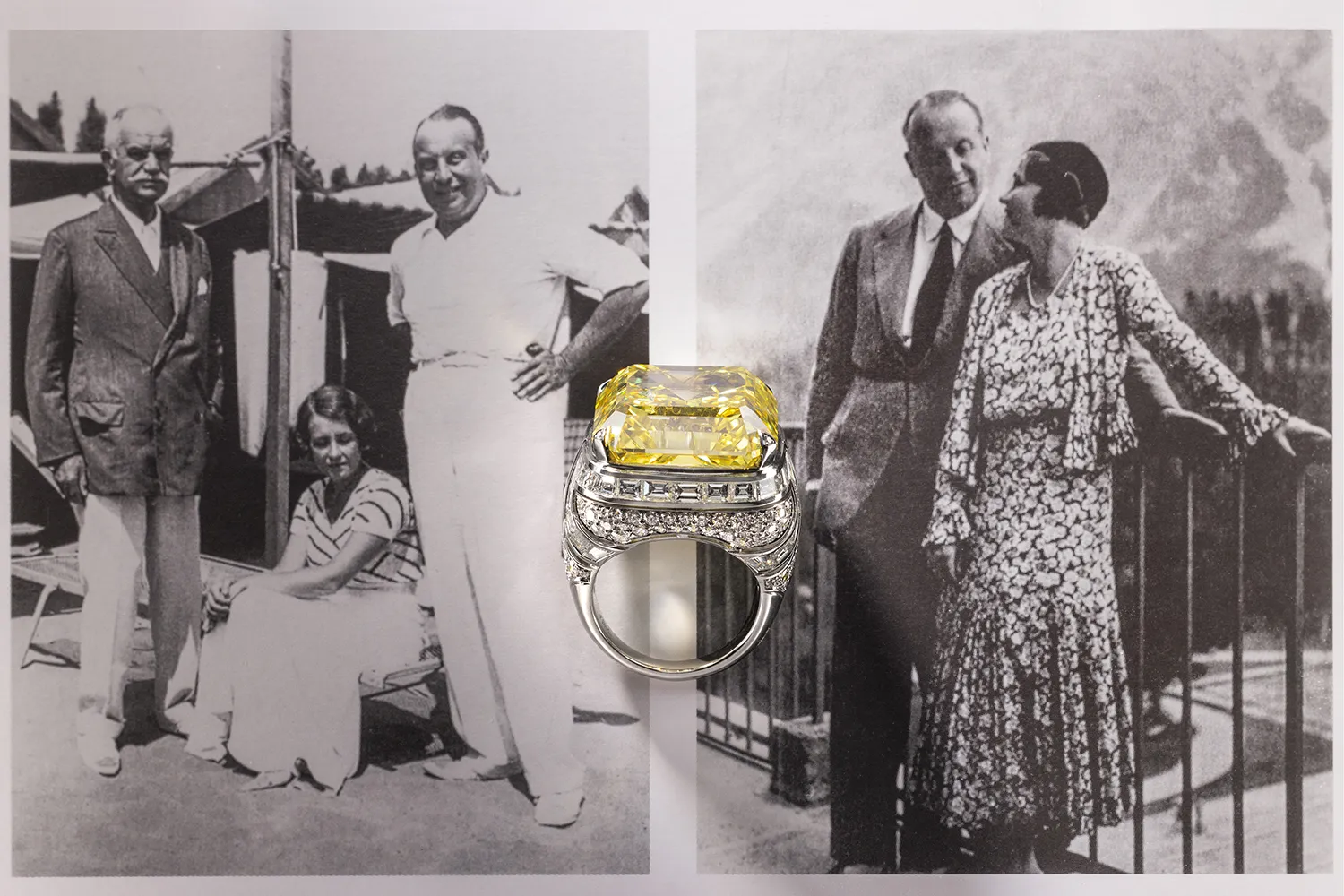 The Bvlgari Essence of Yellow ring with an Asscher-cut 45-carat vivid yellow diamond draws inspiration from the iconic Trombino ring, first designed in the 1930s