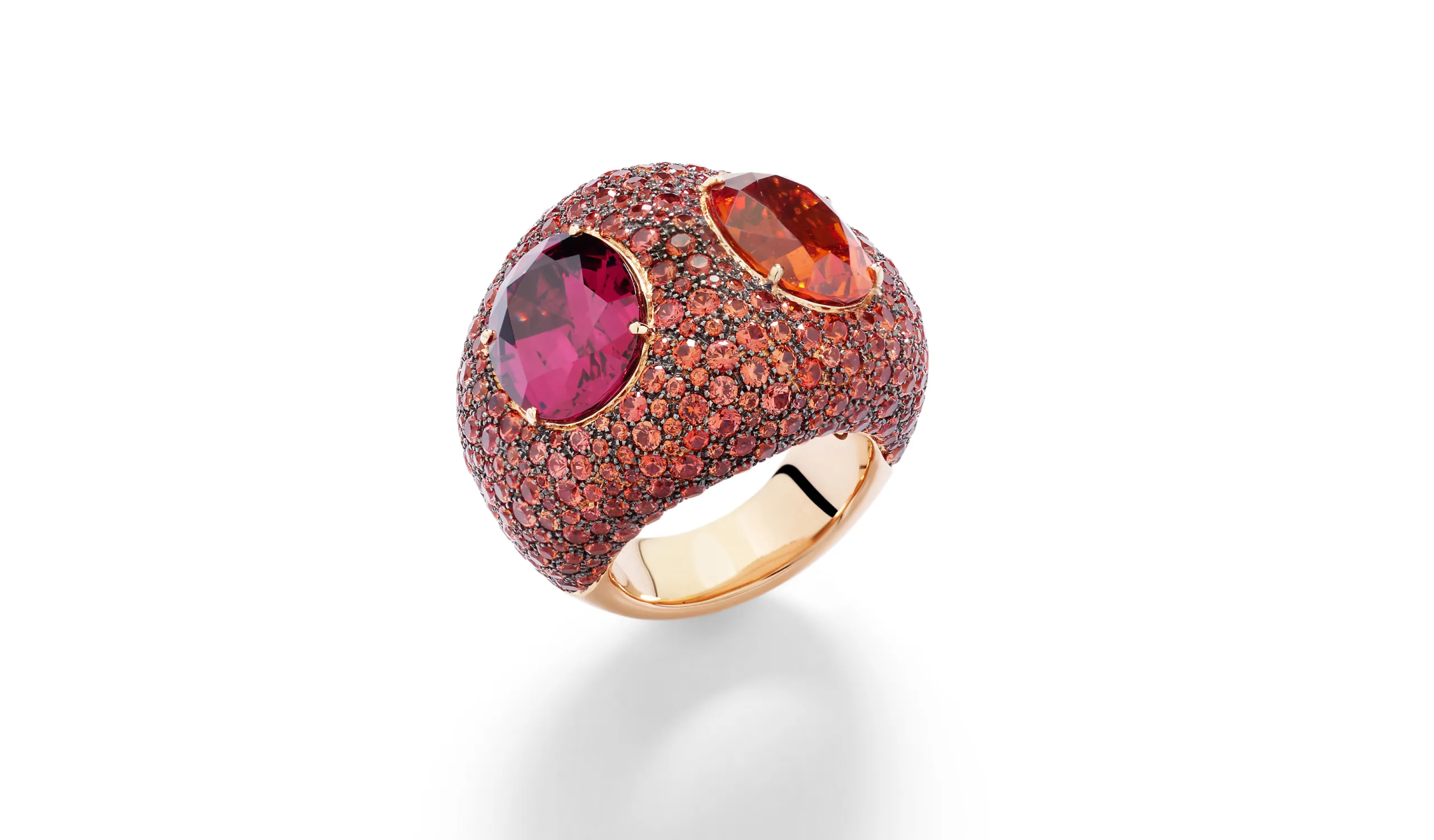 Pomellato Duetto ring with multi-coloured garnets from the 'Collezione 1967' High Jewellery collection