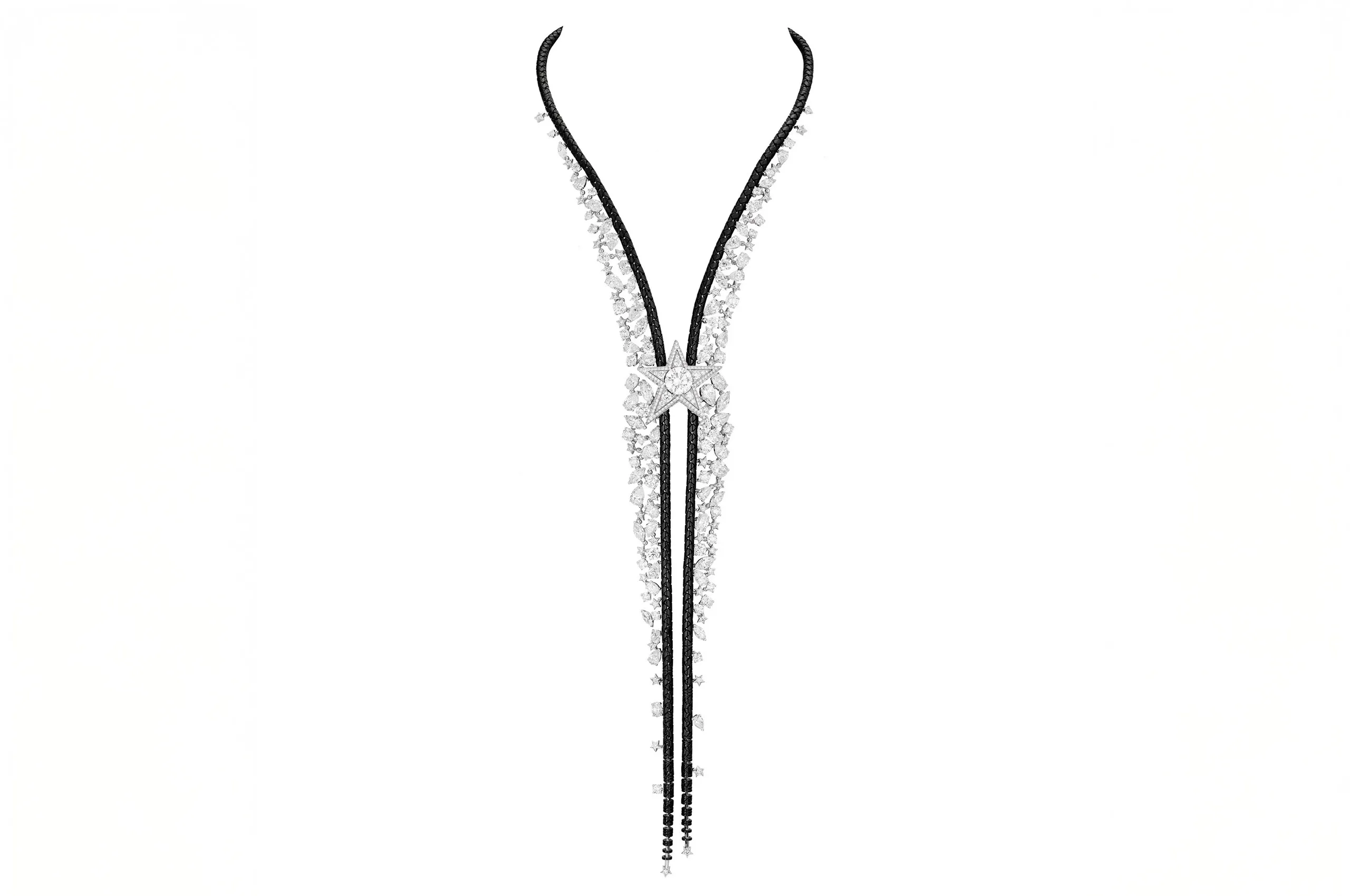 Chanel Dreams Come True necklace with a 6.06 carat D-flawless brilliant-cut diamond and further natural diamonds set in white gold and black-coated gold from the Reach for the Stars High Jewellery collection 